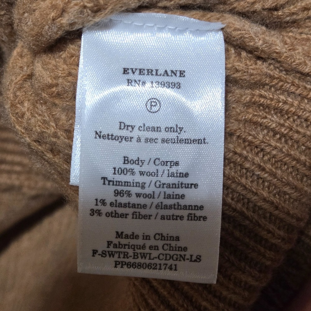 Everlane Felted Wool Cardigan Womens Small Brown Long Sleeve Knit Sweater Button - Picture 5 of 9